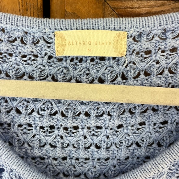 Altar’d State Cropped Briella Knit Crochet V-neck Sweater Womens Size M Y2K - Picture 8 of 10